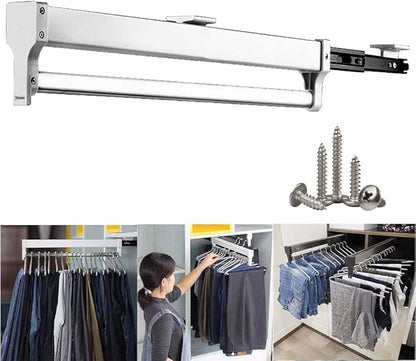 LJYT Pull-Out Wardrobe Clothes Rail,Extendable Closet Rod,Closet Organizer Rack for Pants/Coat/Scarves,35-65cm Available (Siz