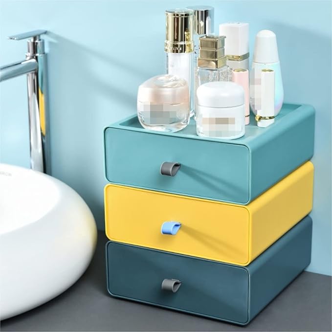 Skincare Organizers, Drawer Cosmetic Storage Box Dressing Table Desktop Versatile Sorting Box Makeup Organizer Counter(Orange