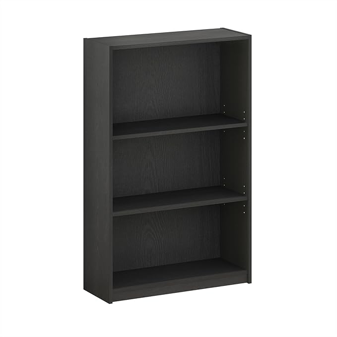 Furinno Jaya Book Shelf, 3-Tier Bookshelf, Standing Bookcase with Adjustable Shelves, 9.5 x 24.5 x 40.3, for Living Room, Bed