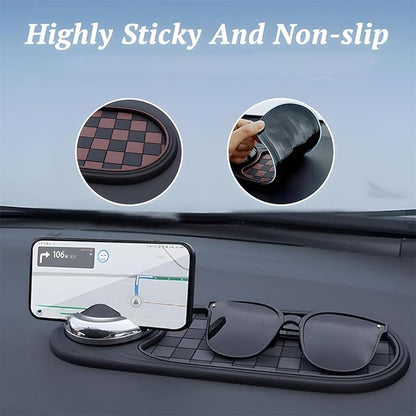 4-in-1 Multi-Functional Support Anti-Slip Pad, 360° Rotating Car Phone Holder Pad with Temporary Parking Number Plate, All-in