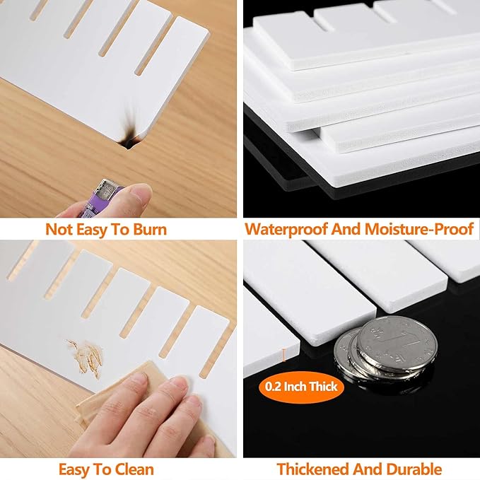 8Pcs Drawer Dividers, 12.6" x 2.76", Thick, DIY Organizer Separator, Large Adjustable Dresser Drawer Organizer for Clothes, B
