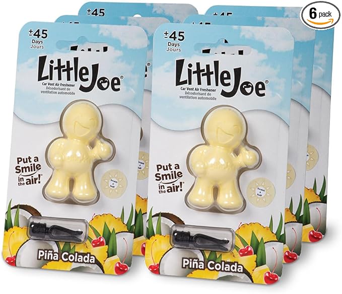 Little Joe 96412-6PK Pina Colada Scent Car Air Freshener Vent Clip, Fights Odors for up to 45 Days, Long-Lasting Freshness, C