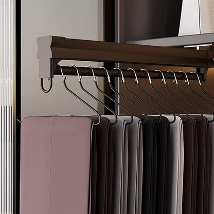 Pull Out Clothes Rail Extendable Pull Out Closet Rod - Adjustable Clothing Organizer Holder, Steel Wardrobe Rail Tube, Extend
