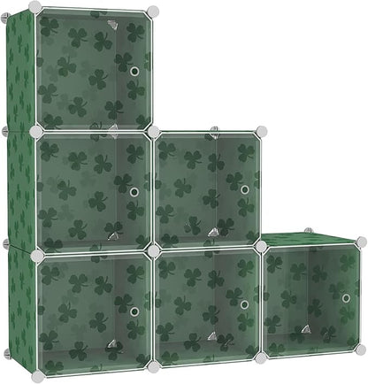 C&AHOME Cube Storage Organizer with Doors, 6-Cube Shelves, DIY Plastic Modular Bookshelf, Closet Clothes Storage Shelving Ide