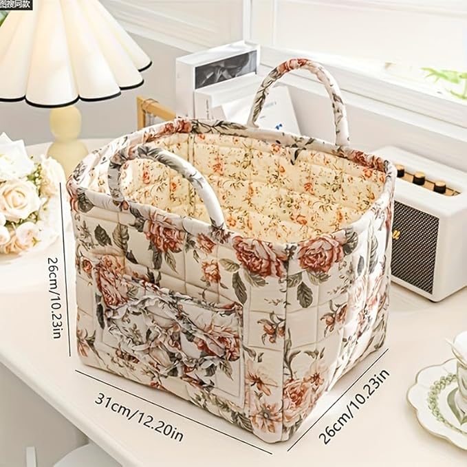 Boho Fabric Storage Basket, Large Capacity Laundry Basket, 12.2'' x 10.23'' x 10.23'' Collapsible Laundry Hamper with Easy Ca