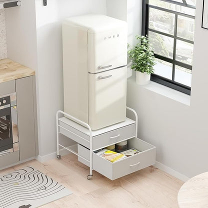 WAYTRIM Mini Fridge Stand with Storage, Kitchen Fridge Stand Mini Fridge Organizer Stand for Dorms Refrigerator Stand with Me