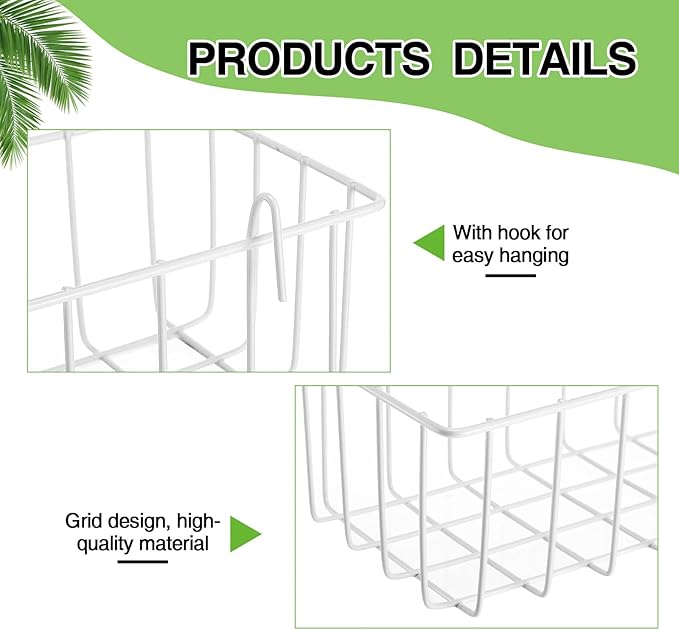 Yaocom 12 Pcs Wall Grid Hanging Basket Shelf Hooks Set bulk Grid Wall Accessories Includes 4 Basket 4 Wire Straight Shelf and