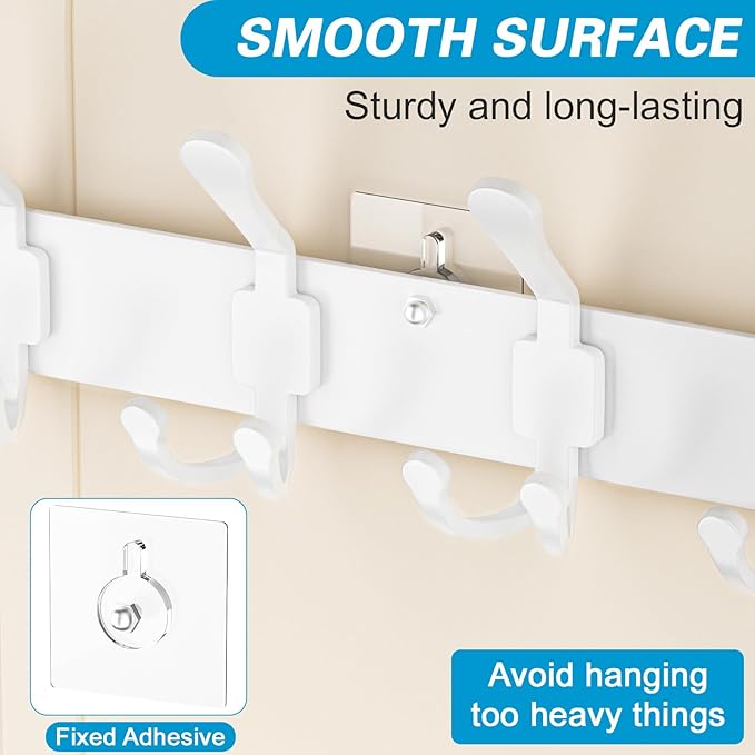 Over The Door Hooks Organizer, Door Hanger Towel Rack with 2 Baskets, Adjustable Over The Door Coat Rack, Back of Door Storag