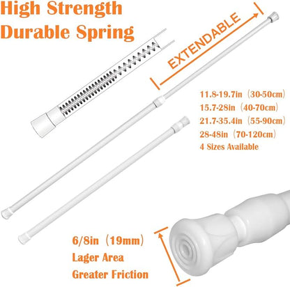 KXLIFE 6 Pack Small Spring Tension Curtain Rod 12-20 Inch, Thin Tension Rod No Drill for Window Cupboard Closet, White