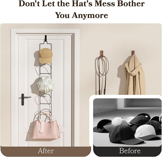 18 Pack Over The Door Hat Organizer for baseball caps | Multi-Functional Baseball Hat Rack for Closet | Wall Mounted Hat s to