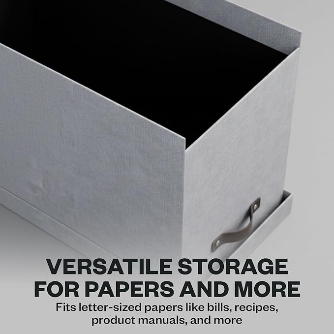 Bigso John Desktop File Box - Storage Solution and Document Organizer for Important Paperwork - Durable Hanging File Box with