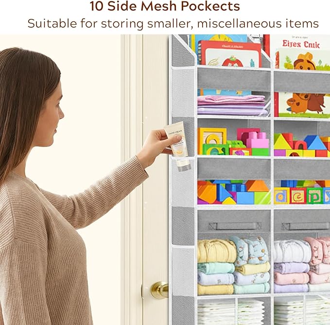 Over the Door Organizer 5 Tiers with Removable Drawers, Extra Large Door Storage of 6 Compartments & 2 Diaper Storage, Double