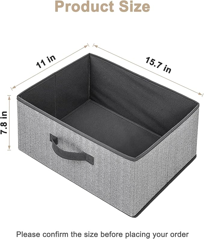Storage Baskets, 15.7 Inch Woven Fabric Bins, Storage Cubes with Reinforced Handles, Organizer Bins for Closet Shelves, Folda