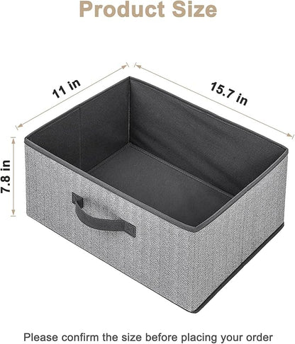 Storage Baskets, 15.7 Inch Woven Fabric Bins, Storage Cubes with Reinforced Handles, Organizer Bins for Closet Shelves, Folda