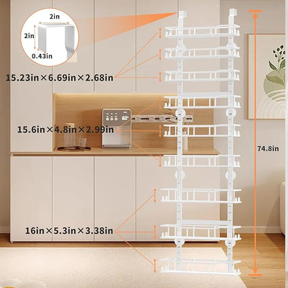 Over The Door Pantry Organizer, 9-Tier Over The Door Organizer with Adjustable Baskets, Metal Hanging Spice Rack for Pantry O