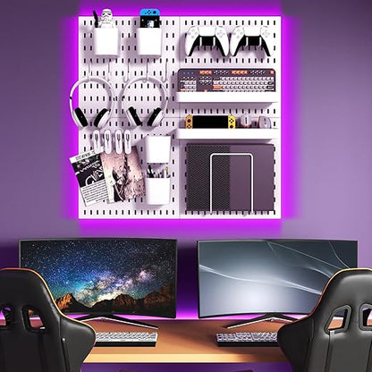 Peg Board Combination Kit, 8 Pegboards with 40 Accessories, Pegboard Wall Organizer for Office, Nursery & Home Storage, Key H
