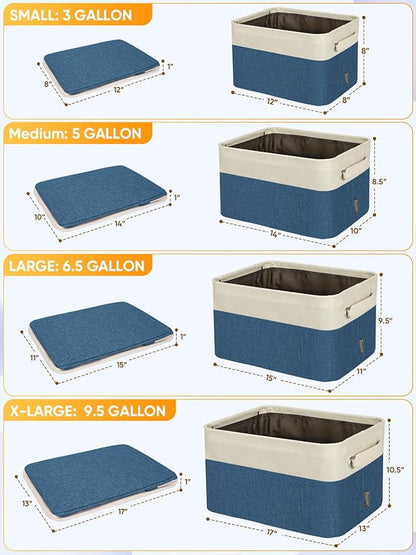 BALEINE 3 Pack Fabric Closet Storage Bins for Shelves, Linen Closet Organizers and Storage, Decorative Baskets for Organizing