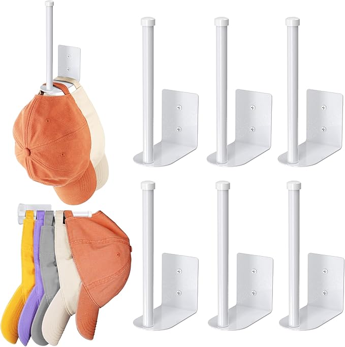 Durmmur 6 Pack Hat Racks for Baseball Caps, Stainless Steel Hat Organizer for Baseball Cap, Hat Holder Storage Organizer, Hat