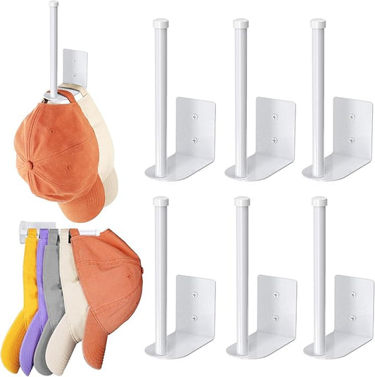 Durmmur 6 Pack Hat Racks for Baseball Caps, Stainless Steel Hat Organizer for Baseball Cap, Hat Holder Storage Organizer, Hat