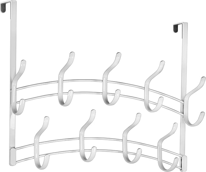LYNK Professional® Home™ Over Door Hooks Rack - 18 Hook Over Door Hanger - Over Door Towel Rack - Hanging Towels or Clothes -