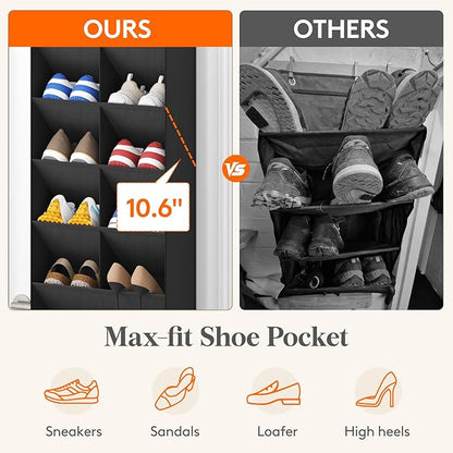 Lifewit 8 Tier Over the Door Shoe Organizer with 15 Large Deep Pockets, Fabric Hanging Shoes Shelf for Closet, Dorm Storage, 