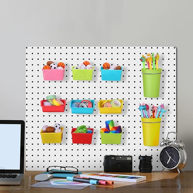 Yookeer 20 Pcs Pegboard Bins and Cups with Hooks and Loops Peg Assortment Organizer Accessories Various Tool Organizer Pegboa