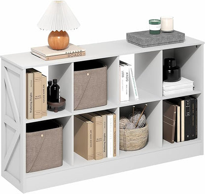 Furinno Jensen Book Shelf, 8-Cube Farmhouse Bookshelf, Display Bookcase, 11.8 x 47.6 x 26.8, for Living Room, Bedroom, Home O
