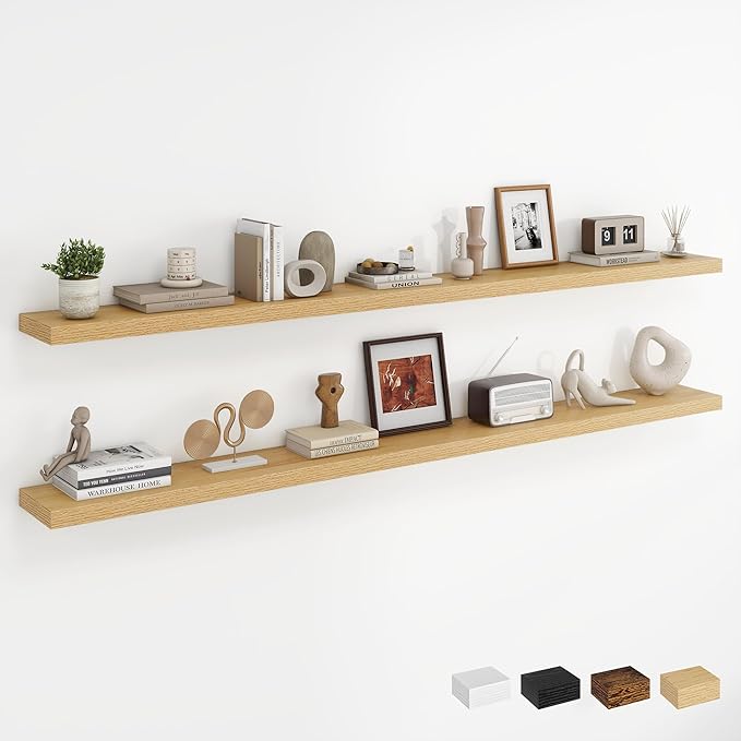 Dreamland 72Inch Floating Shelves for Wall, Rustic Wooden Storage Shelf for Living Room, Kitchen, Farmhouse, Wall Mounted Dis