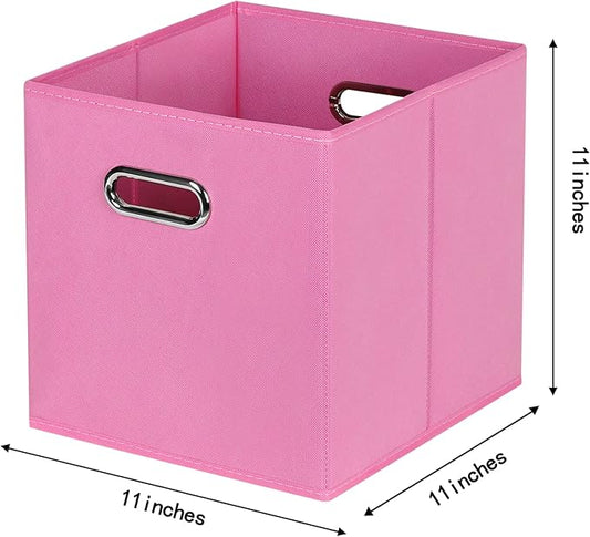 STOREONE Fabric Storage Bins Cubes Baskets Containers-(11X11X11) with Dual Handles for Shelf Closet, Nursery Home ， Bedroom O