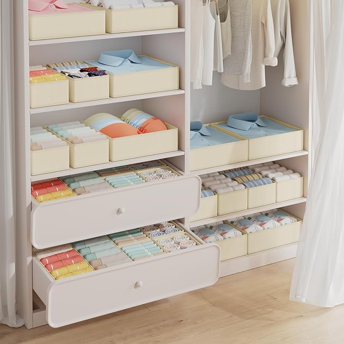 DIMJ Drawer Organizer Clothes, 20 Pack Dresser Organizer, Foldable Closet Organizers and Storage, Fabric Dresser Bins, Drawer