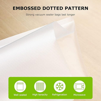 Bonsenkitchen Precut Vacuum Bags 100 Quart 8" x 12", BPA Free, Commercial Grade Textured Food Sealer Bag, Thick Embossed Bags