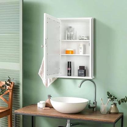 VINGLI Bathroom Wall Cabinet Wall Mount Mirrored Medicine Cabinet with Mirror Storage Organizer with Single Mirror Door and 2