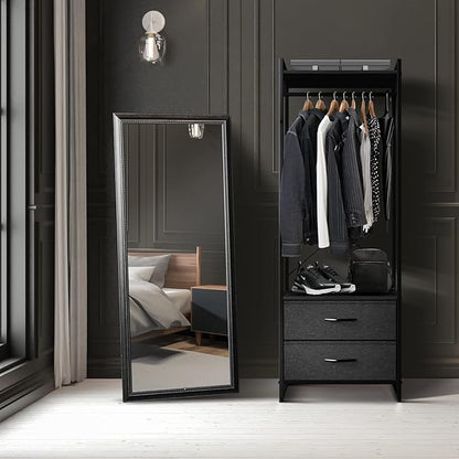 Sorbus Clothing Rack with Drawers - Clothes Stand Dresser - Wood Top, Steel Frame, & Fabric Drawers - Tall Closet Storage Org