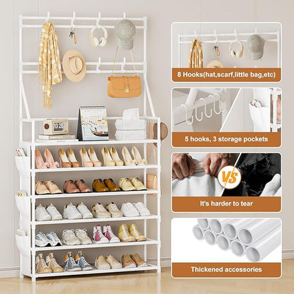OYREL Shoe Rack 6 Tier Shoes Organizer 24-30 Pairs Shoe Racks for Closet Front Door Entrance Large Capacity Space Saving Shoe