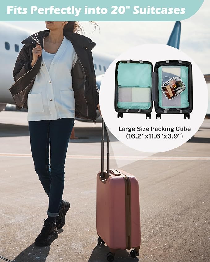 Gonex 8 Set Compression Packing Cubes for Travel, Expandable Mesh Packing Organizer for Travel Accessories Essentials with To