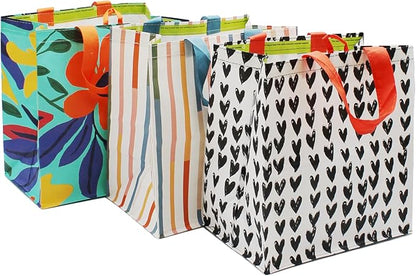 Earthwise Reusable Grocery Shopping Bags Extremely Durable Multi Use Large Stylish Fun Foldable Water-Resistant Totes in Spri