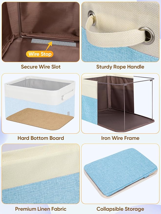 BALEINE 1 Pack Fabric Closet Storage Bins for Shelves, Linen Closet Organizers and Storage, Decorative Baskets for Organizing
