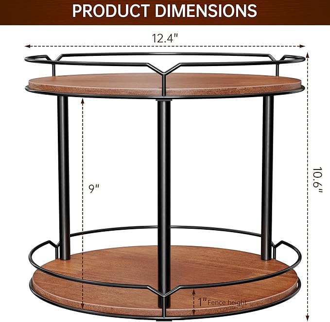 Spice Rack, Set of 2 Lazy Susan Organizer, 2-Tier Turntable Organizer, Rotating Spice Rack Organizer for Cabinet, Compact and