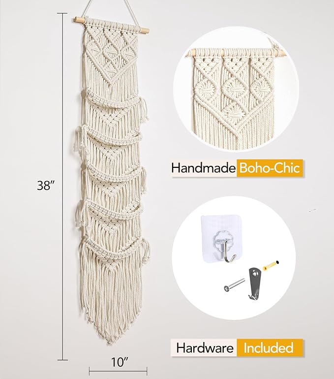 Boho Baseball Cap Hanger-1 Pack-Macrame Hat Organizer for Ball Caps Holder Over Door, Hat Rack for Wall, Cap Rack for Decorat