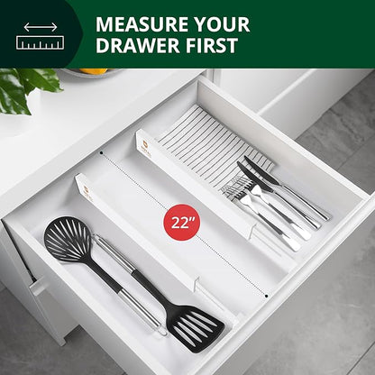Bamboo Drawer Dividers Organizers, Adjustable Drawer Separator Splitters, 17–22 Inches Expandable Drawer Divider Organizer fo