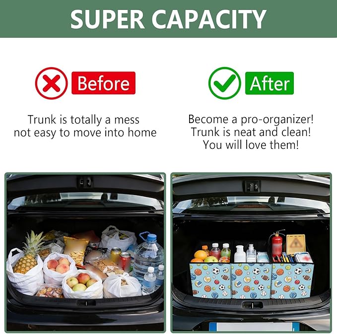 Sports Balls Pattern Reusable Grocery Bags Large Shopping Tote Bag with Reinforced Bottom Board, Water Resistant Foldable Sto