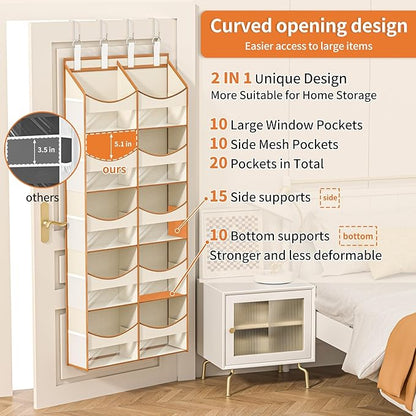 Aokeyee 5 Tiers Over the Door Storage Organizer, Behind Door Storage for Baby Nursery, 80lb Capacity Door Hanging Organizer w