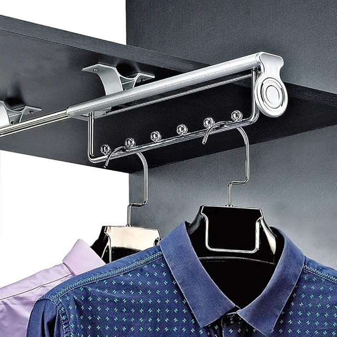 Heavy Duty Hanger Closet Clothes Rail,Extendable Coat Hanger with Sliding Rail,Organizer Rack for Wardrobe -9.7in,12.1in,14in