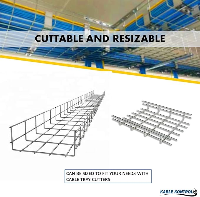 Kable Kontrol 2" Side Floor Bracket – Wire Mesh Cable Tray Support - Wire Mesh Tray Cable Management Rack Cable Basket, Zinc 