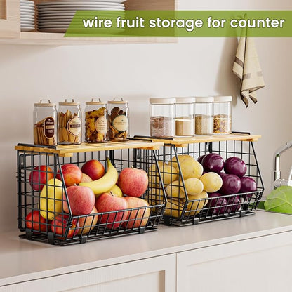 Wire Fruit Basket for Kitchen Storage: Hanging and Counter Basket for Vegetable Produce - Potato and Onion Storage for Pantry