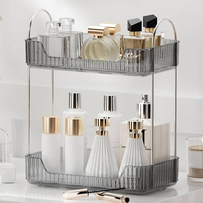 YCIA&DONE Bathroom Organizer Countertop, Makeup Storage, Skincare Cosmetic Tray Shelf, Perfume Holder Rack for Vanity Counter