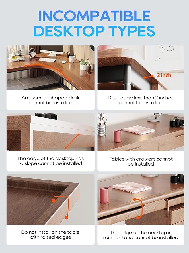 NODOCA No Drill Under Desk Cable Management Tray, 14'' Wire Management, Punch-Free Clamp on, Metal Cable Tray, Wire Organizer