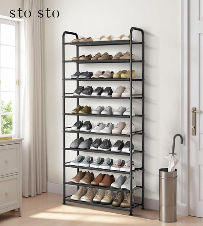STO STO 10-Tier Shoe Rack with Sturdy Mesh Shelves, Tall Metal Shoe Organizer for Entryway, Closet, Garage, Front Door, Holds