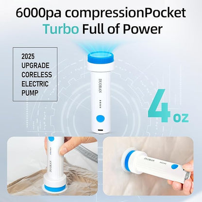 Cordless Electric Vacuum Pump for Vacuum Storage Bags Travel Air Pump, Portable USB Rechargeable Seal & Compression Bag Pump 