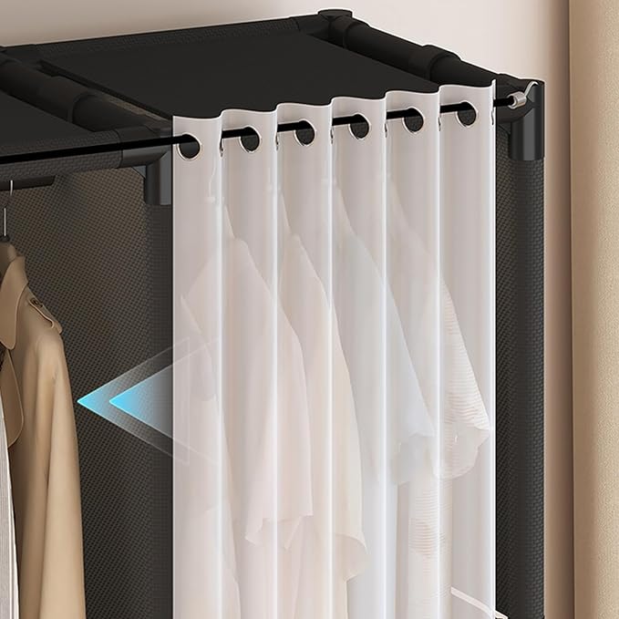 Portable Closet,Portable Closets for Hanging Clothes,Japanese Style Wardrobe with 1 Hanging Rods,2 Storage Shelves,27.5" L x 